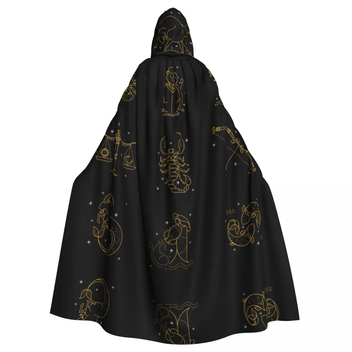 

Adult Cloak Gold Zodiac Cape Hooded Medieval Costume Witch Wicca Vampire Elf Purim Carnival Party