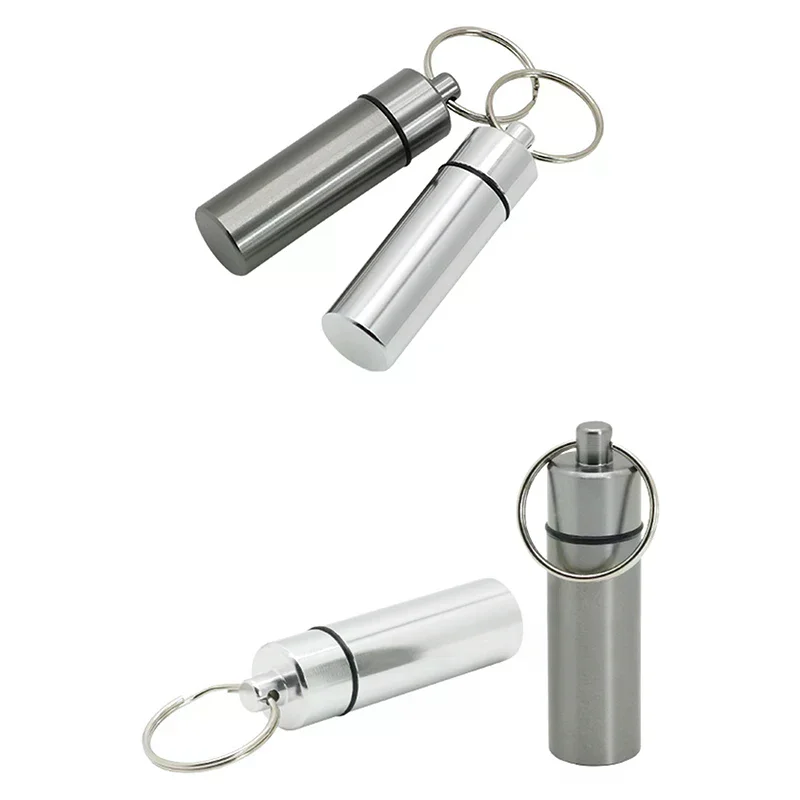 Mini Waterproof Aluminum Alloy Pill Box Keychain Storage Box Portable Outdoor Travel Medicine Container Bottle Case Holder