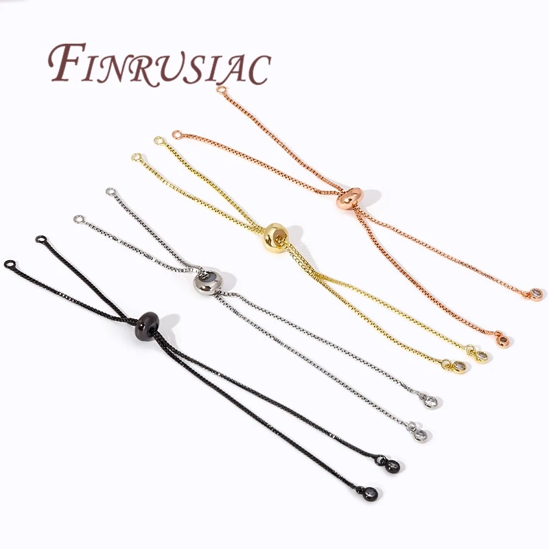 Multi Styles 18K Gold Plated Box Chain Adjustable Bracelet Connectors with Silicone Insert Beads For DIY Jewelry Making Supplies