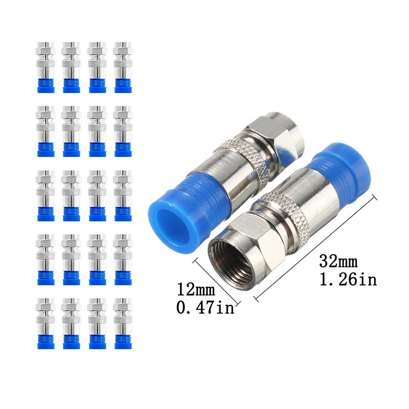 10/20pc Mesh RG6 Squeezing F-Head Coaxial Cable Crimping Clamp Accessories RF Coaxial Adapter Set