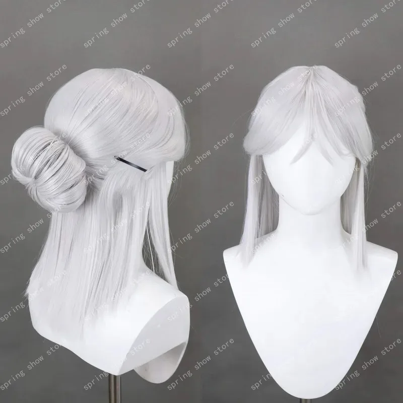 DY20Witcher 3 سيريلا فيونا إلين ريانون سيري كوسبلاي شعر صناعي فضي رمادي متوسط طويل على غرار شعر مستعار كوميدي 25