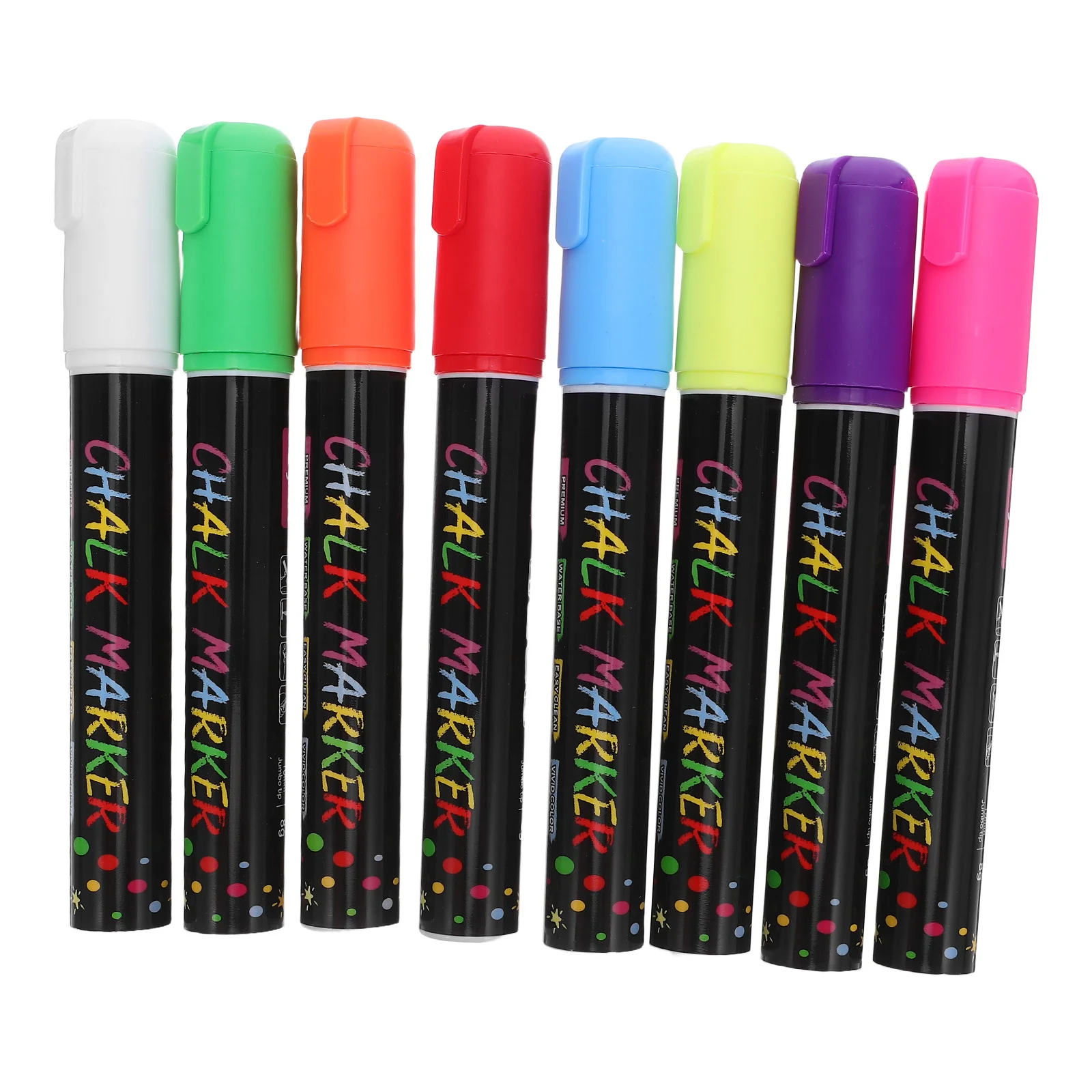 

8 шт., меловые маркеры, стираемые жидкие ручки для классной доски, 8 цветов, широкие наконечники, высокая контрастность для прозрачных рекламных меловых маркеров