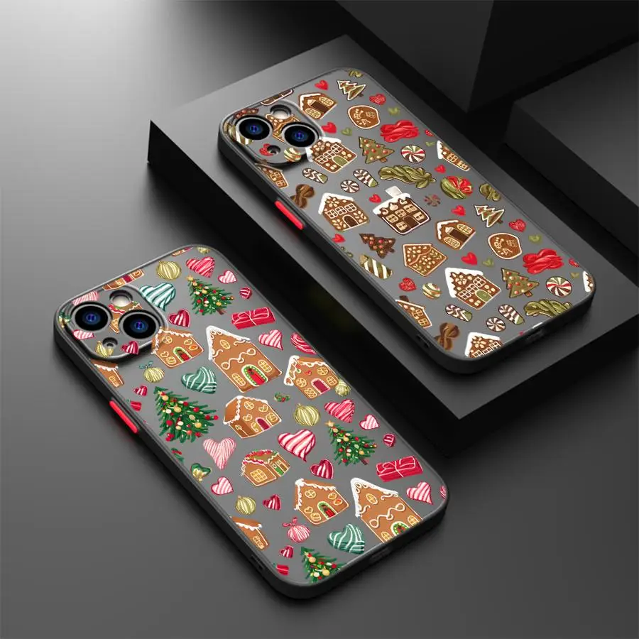 

Case for iPhone 17 Air 13 Mini 17 16 Pro Max XS 14 11 12 16e 15 Plus Back Phone Cover Cartoon Christmas Style Pattern