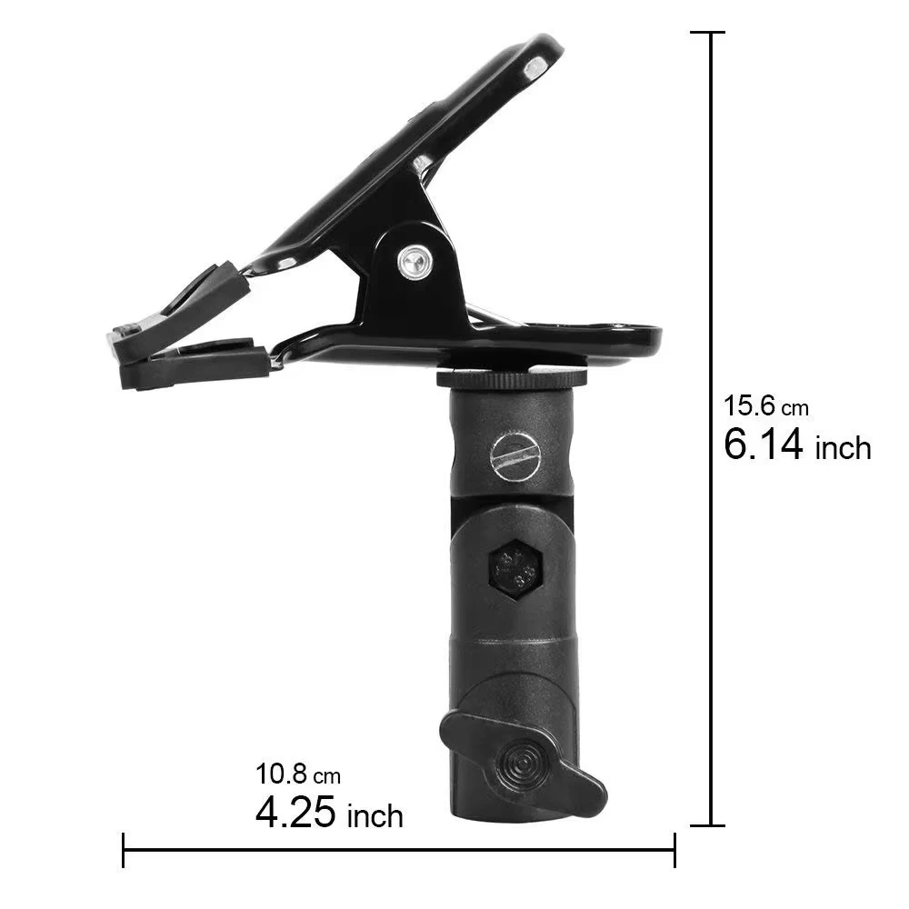 

Многоцелевой кронштейн для горячего башмака Speedlite и зажим-держатель для фоновой бумаги для отражателя зонтика с винтовым адаптером 1/4 и 3/8