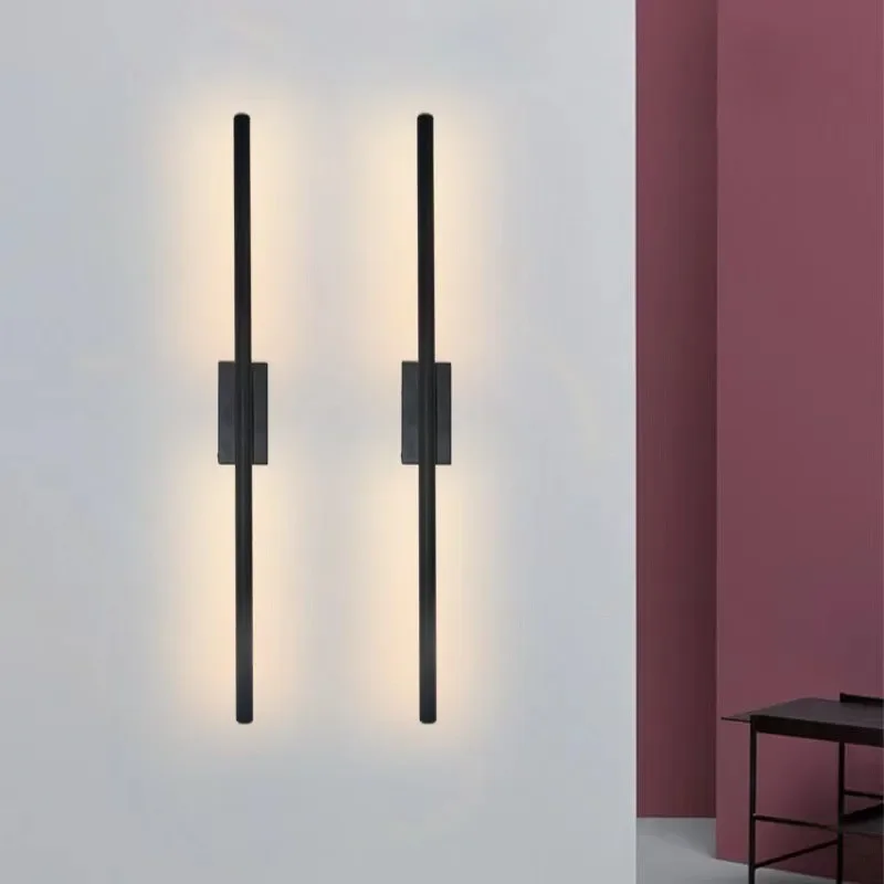 Imagem -03 - Lâmpada de Parede Led Simples para Foyer e Corredor Black Gold Sconce up e Down Fixture Linear Tube Art Wall Light Bedside Fixture