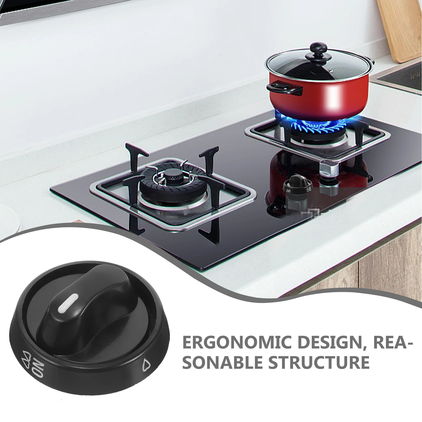 

4Pcs Durable Plastic Gas Stove Knobs Universal Replacement Smooth Operation Easy to Use for Cooking Stoves Stove Knobs