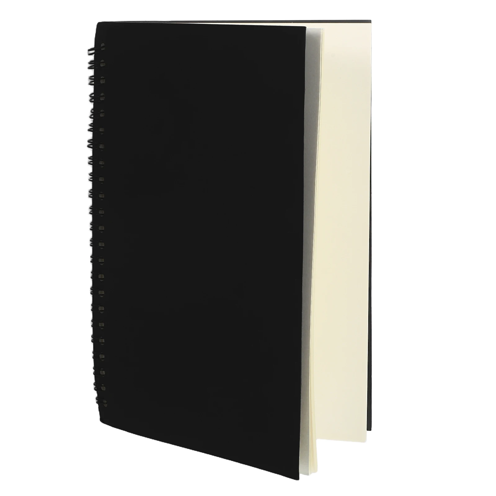 

Vintage Kraft Paper Spiral Sketchbook Journal Planner Diary Notebook for Students Office Writing Drawing (Black Cover)