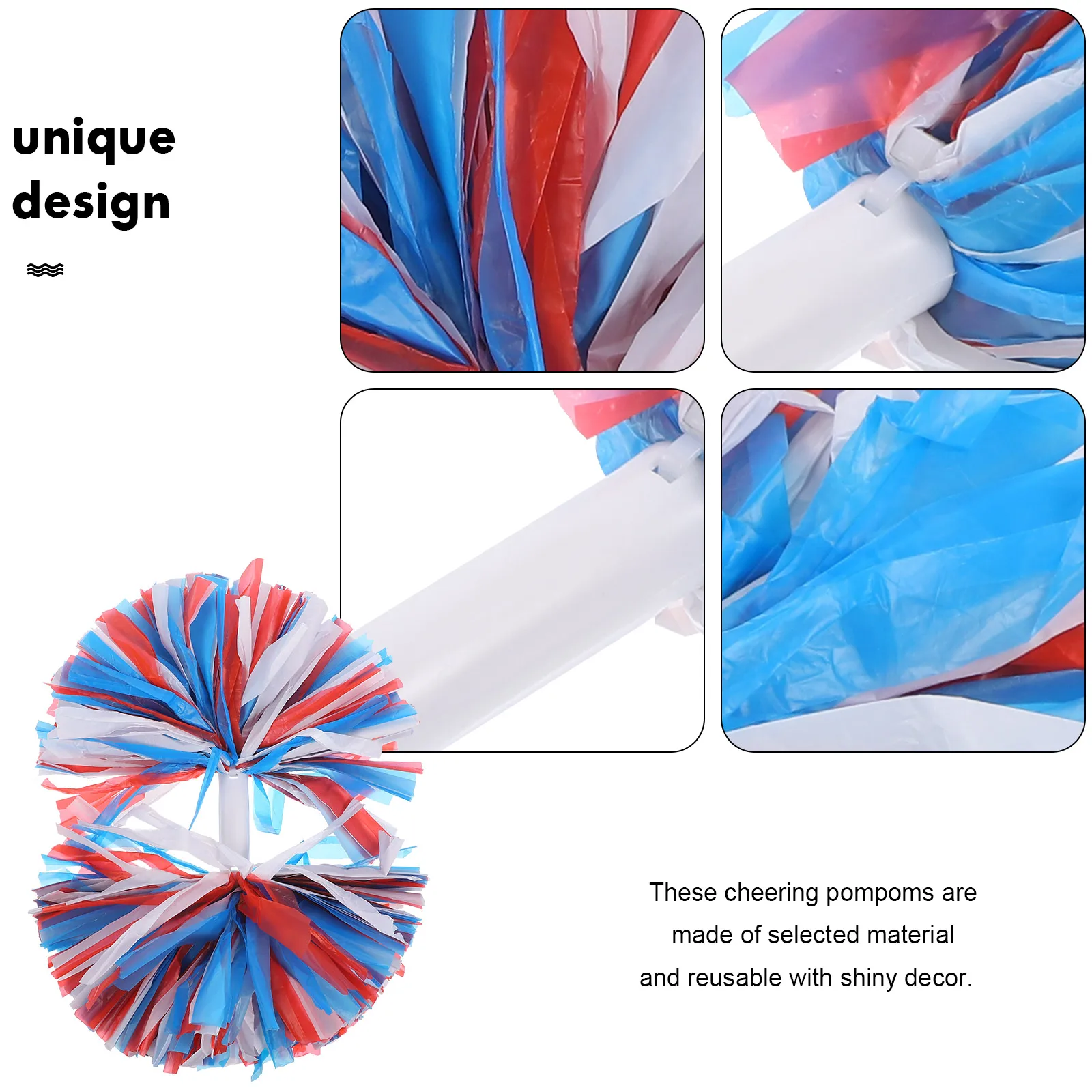 2pcs Cheerleader Pom Poms Bright Reusable Pet Pe Material Cheerleading Props For Sports Dancing Festival Gymnastics Outdoor Team