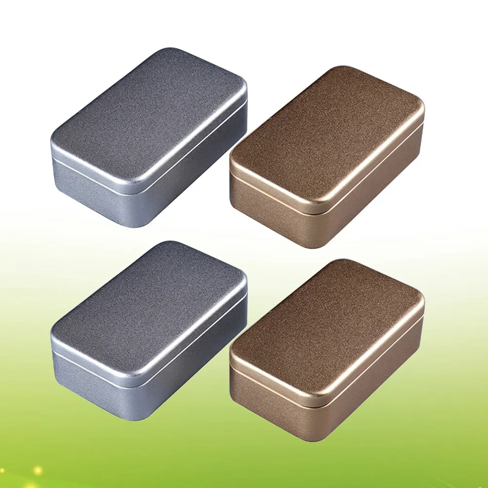 4Pcs Metal Card Storage Box Tinplate Sealed Portable Organizer for Home Travel Office Kitchen Use Tinplate Box