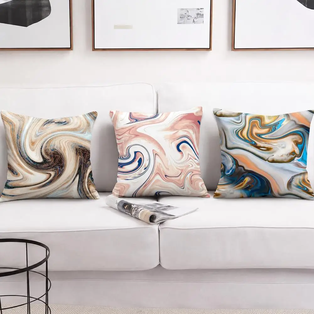 Sand Texture Print Cushion Cover Short Plush Soft Double-Sided Printing Pillow Case Cozy Sofa Bedroom Home Decor Gift