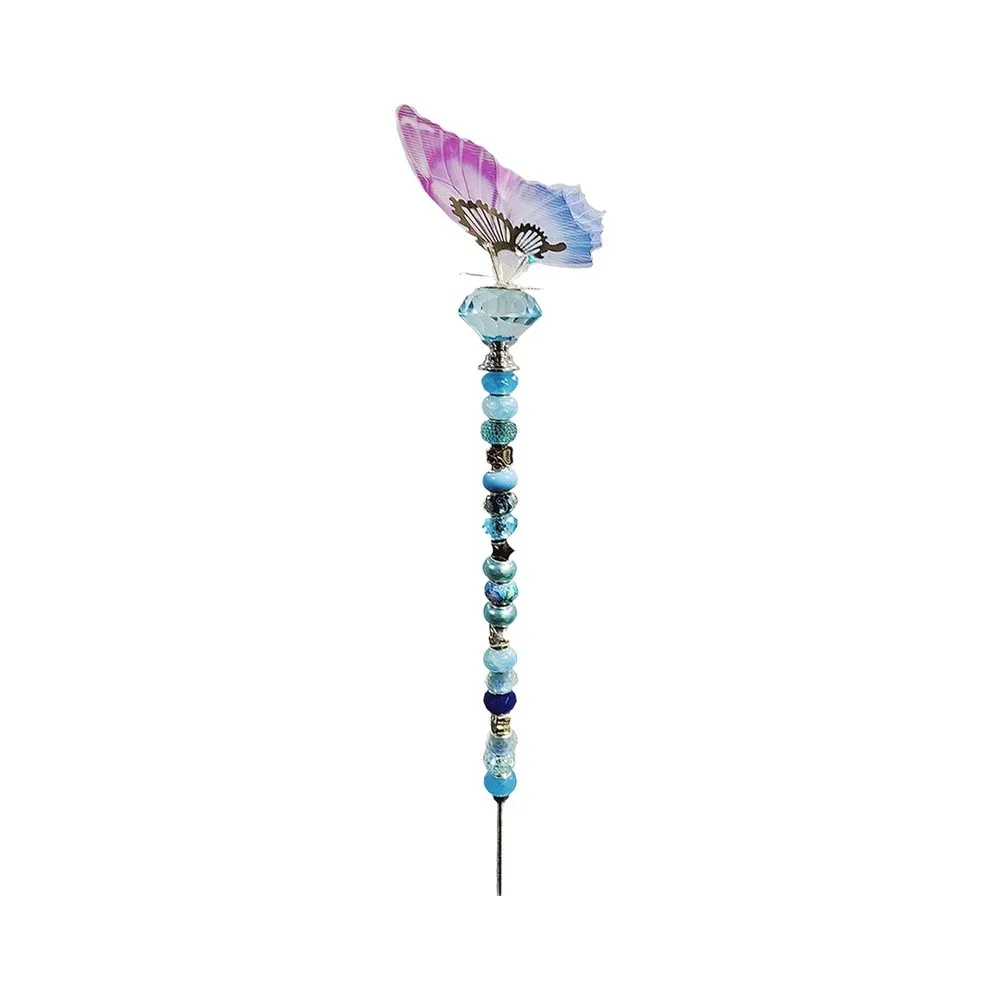 6pcs Handmade Beaded Butterfly Garden Stakes DIY Fairy Garden Decor For Potted Plants Succulents Terrarium Yard Ornament