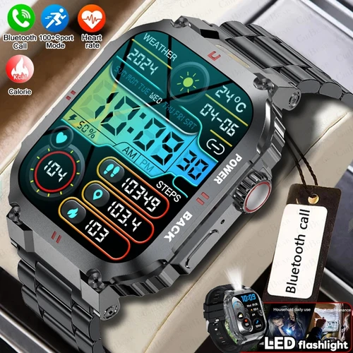 2026 nuevo reloj inteligente militar GPS para hombres 1,91 ""pantalla AMOLED IP68 impermeable rastreador de actividad/deporte BT llamada relojes inteligentes