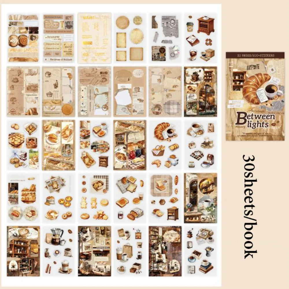 30 Sheets Between Lights Series Sticker Book Aesthetic Vintage Journal Scrapbook Collage Decor DIY Stationery Stickers