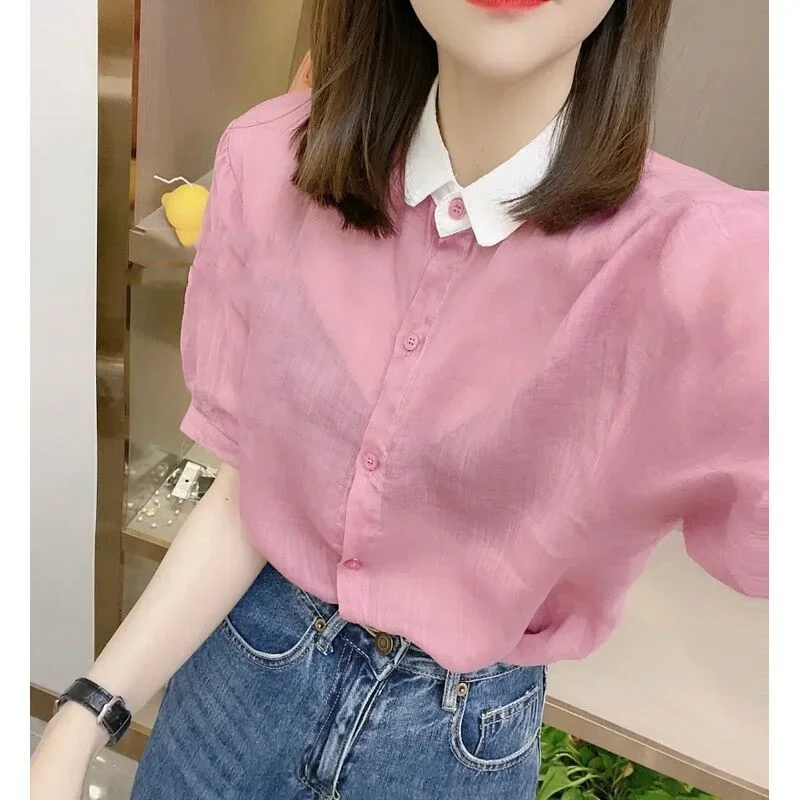 

Short Sleeve Women's 2023 Summer Shirt Vintage Clothes for Women Tops Shirts Blouses