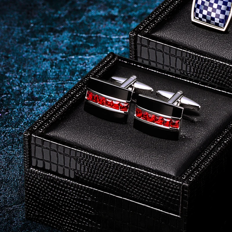 KFLK Fashion Shirt Cufflinks for Mens Gift Brand Button Red Crystal Cuff links Luxury High Quality Abotoaduras Guests Wedding