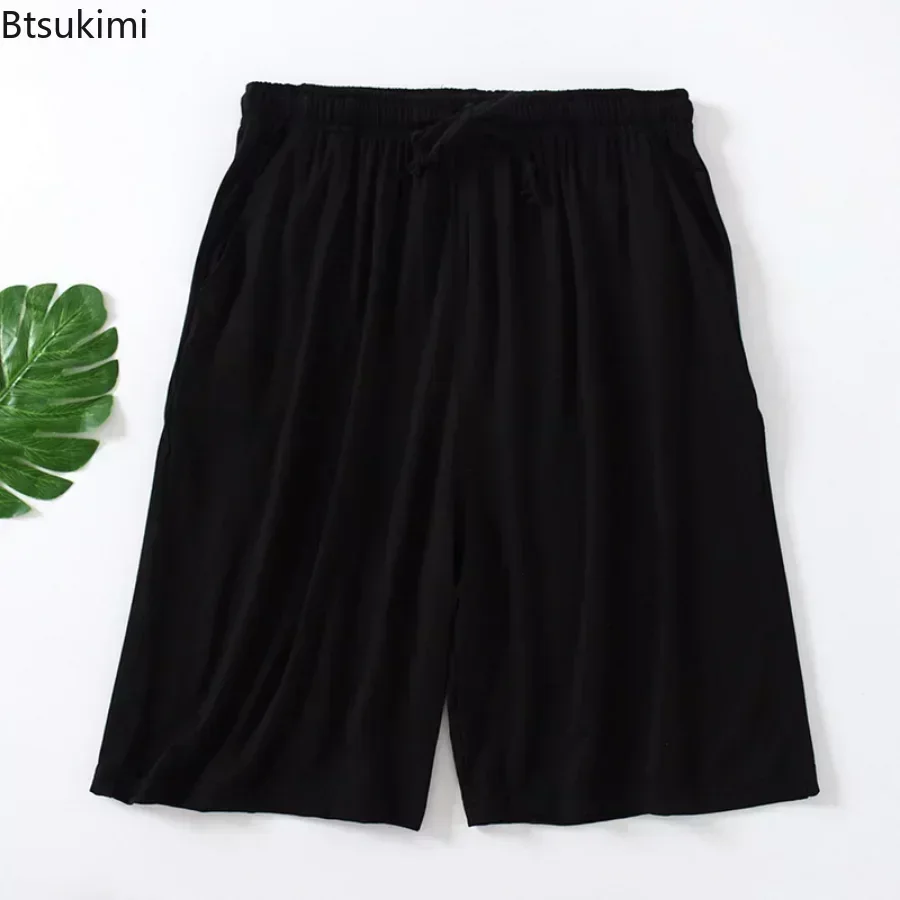 Pantalones cortos informales de talla grande 7XL 8XL para dormir para hombre, pantalones cortos de pijama informales de Modal para hombre,