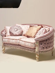 European luxury children's room sofa hand carved painted princess room bedroom girl casual sofa art furniture