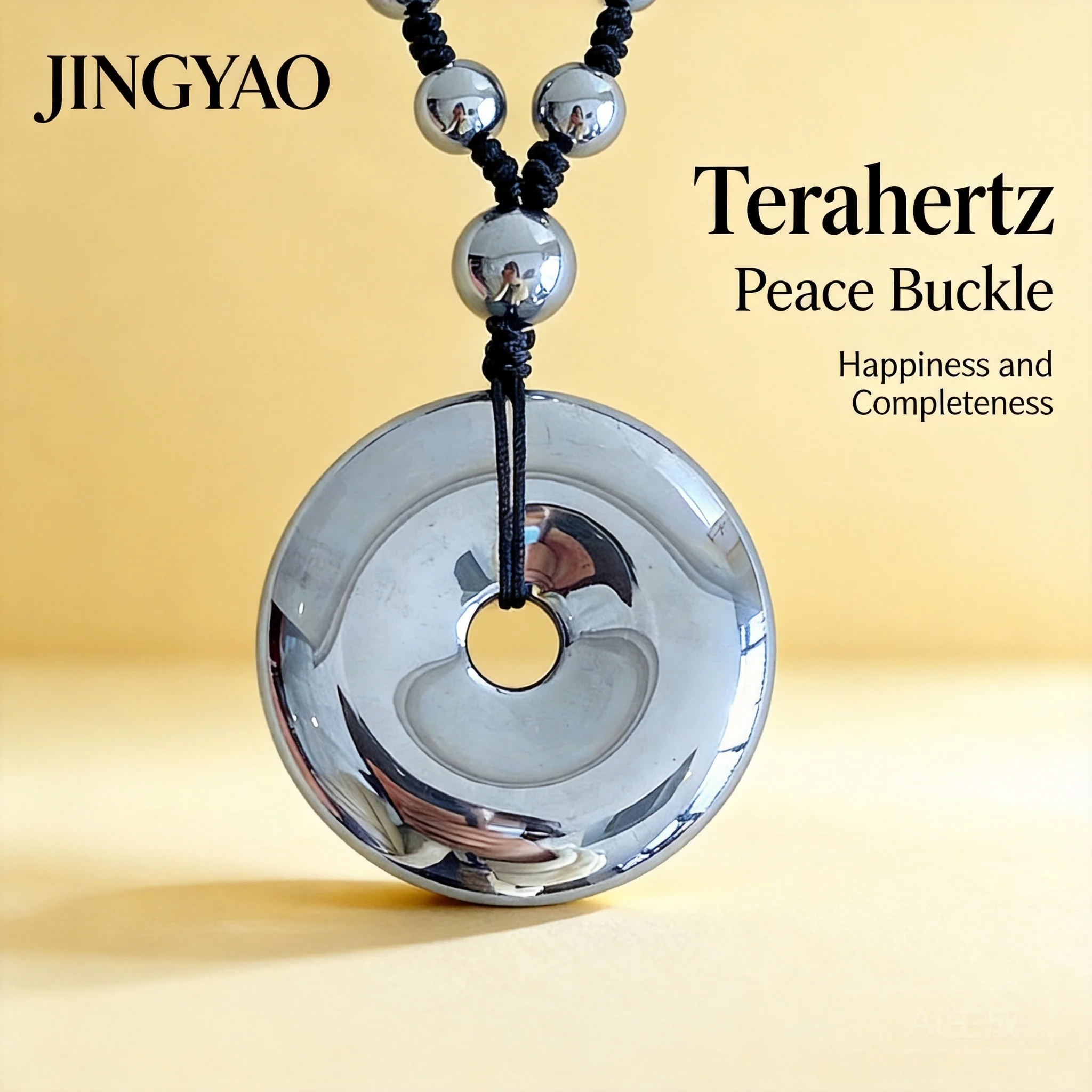 chinese-style-lucky-terahertz-peace-buckle-pendant-necklace-with-beaded-chain-adjustable-cord-for-men-women-blessing-fortune-goo
