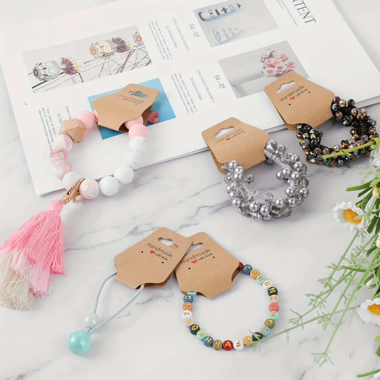 

Self adhesive bracelet display card, 100PCS heart-shaped earring card handmade, DIY jewelry packaging card for sale, necklace