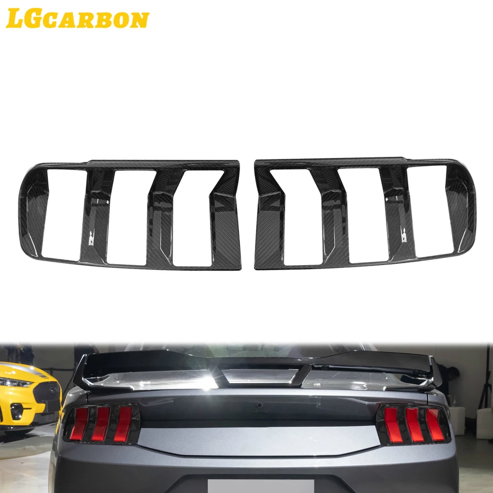 LGcarbon For Ford Mustang 2024-up Real Dry Carbon Fiber Rear Taillight Lamp Cover Car Accessories