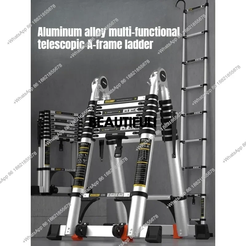 A55 Telescopic ladder with thickened aluminum alloy chevrons specific for engineering and home use lifting stairs po