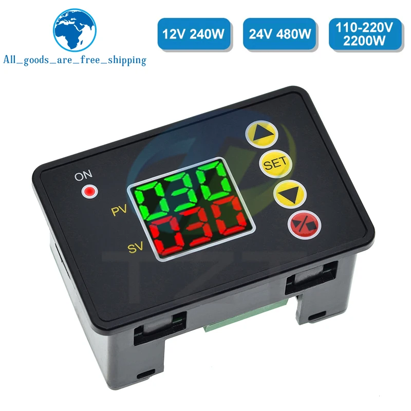 TZT 0-999s/min/hour DC 12V 24V AC 110V 220V Digital Time Delay Switch Relay T2310 Open Timer Control Module Power Supply