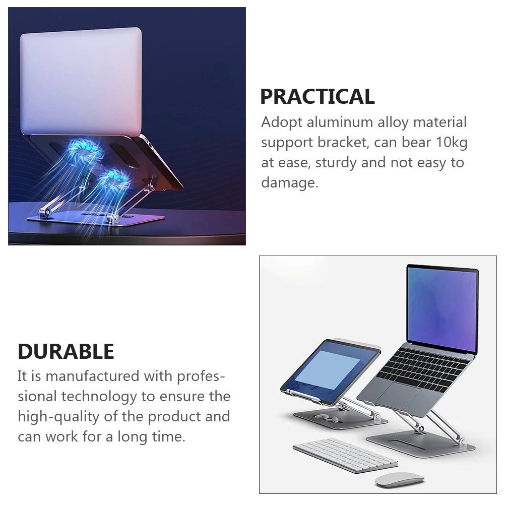 

Laptop Cooler Stand 180° Adjustable Aluminum Alloy Support For 17.3 Inch Tablets Quiet Cooling Pad Gaming Notebook