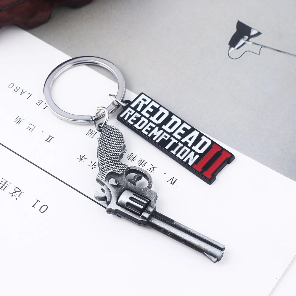 Game RDR2 Arthur Morgan Revolver Keyring Red Dead Redemption 2 Keychain Pendant Fans Gift Cosplay For Men Women Backpack Jewelry