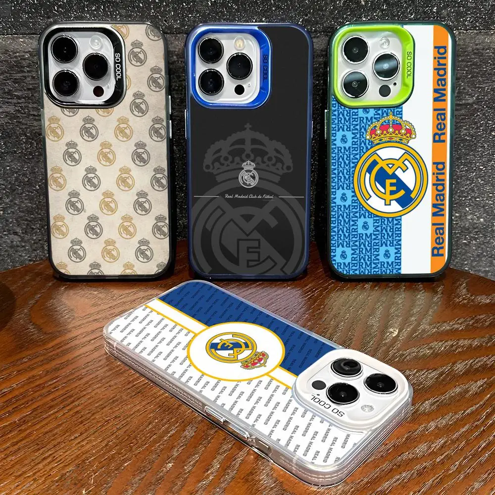 Capa de Celular Real Madrid para iPhone 17 Air 16 15 14 13 11 12 Pro Max Xr X Xs 8 7 Plus Cor Prata