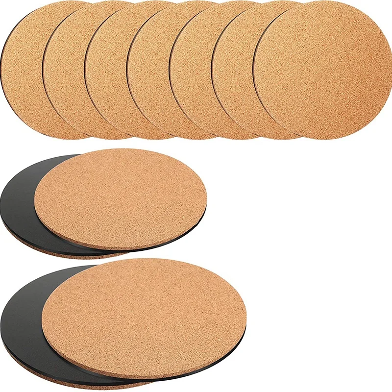 

AB09-10 Pieces Cork Plant Plastic Mat Round Absorbent Cork Mat Round Plate Pad Table Plant Cork Board Pads For Gardening