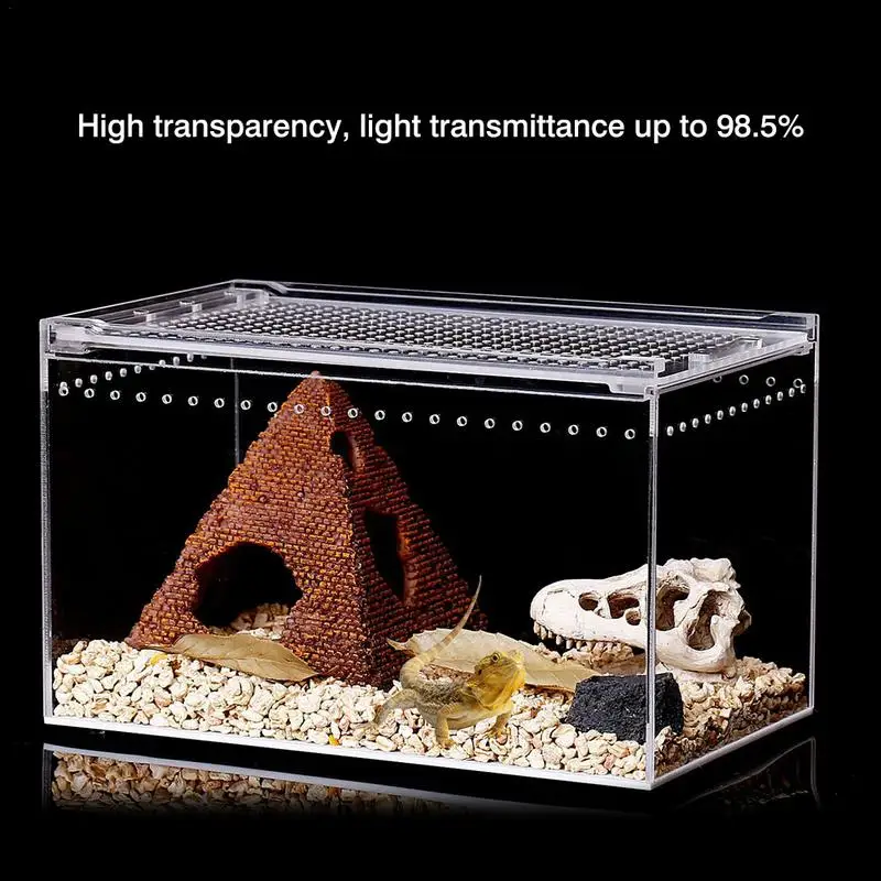 Transparent Acrylic Reptile Breeding Box Spider LizardAmphibian Terrarium Leak-proof Pet Habitat Arboreal Tarantula Enclosure