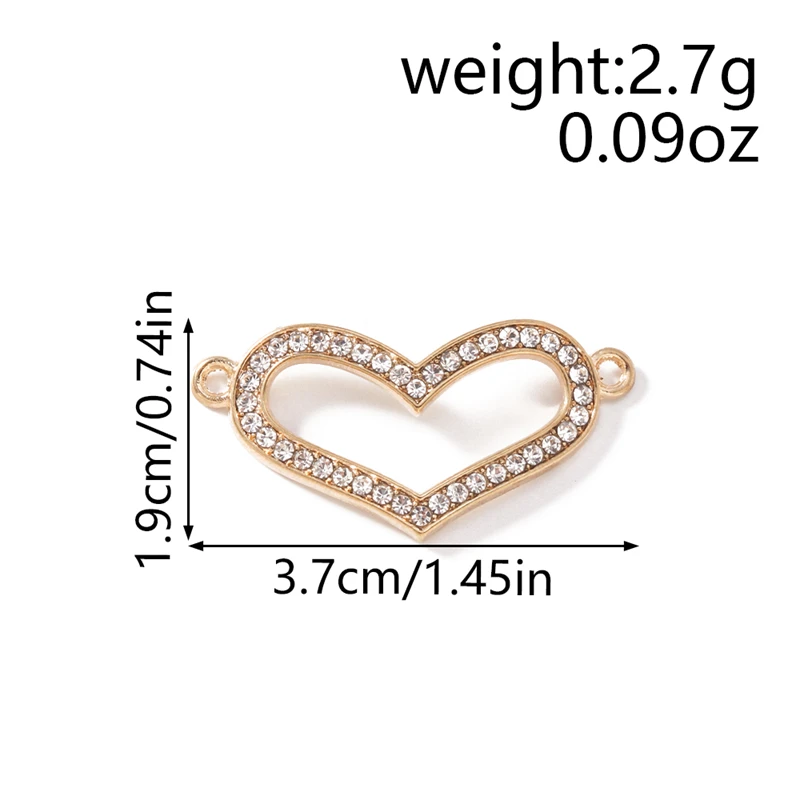 10 Stück Niedliche Metall-Herzanhänger-Verbindungsstücke für Schmuckherstellung, Armbänder, Halsketten, DIY-Handarbeitszubehör – Detail 6