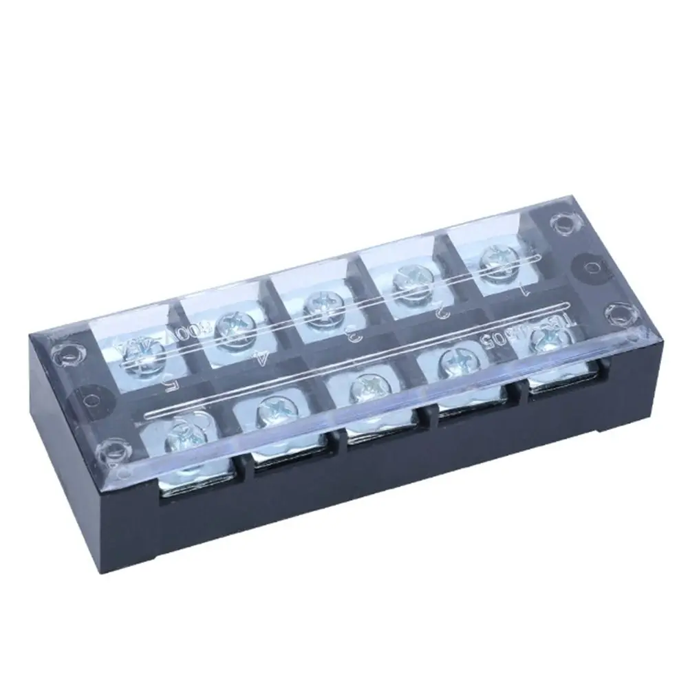 1PC 25A/15A 600V Dual Row Strip Screw Terminal Block Fixed Wiring Board Wire Connector 3 4 5 6 8 10 12 Positions Ways