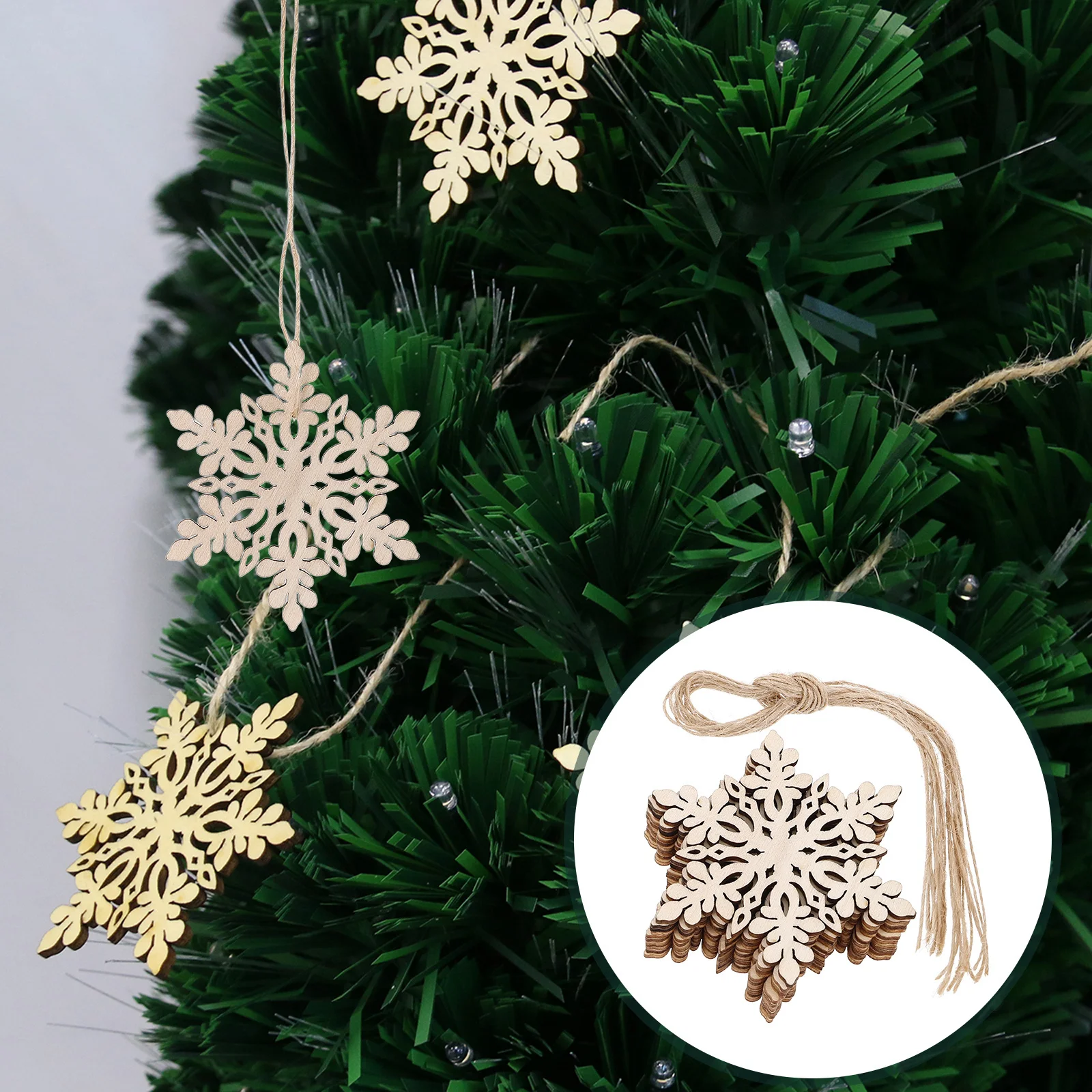 

10Pcs Wooden Craft Projects Natural Wood 80Mm Snowflake Pendants for Christmas Ornament Decorating Activity Art DIY