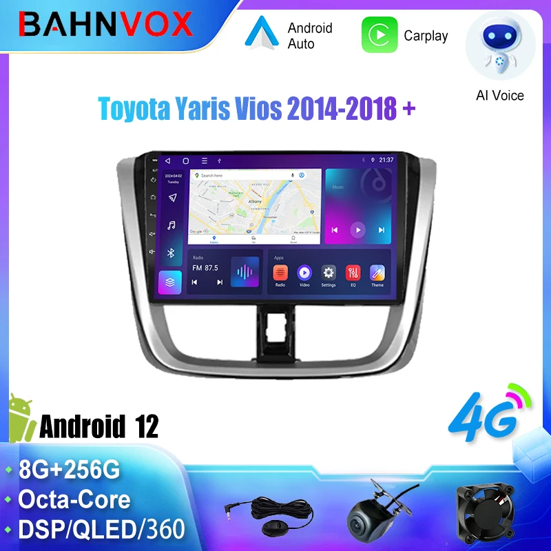 Android Car Radio Carplay for Toyota Yaris Vios 2014 2018 GPS Navigation Multimedia Player Stereo screen tape recorder Head Unit