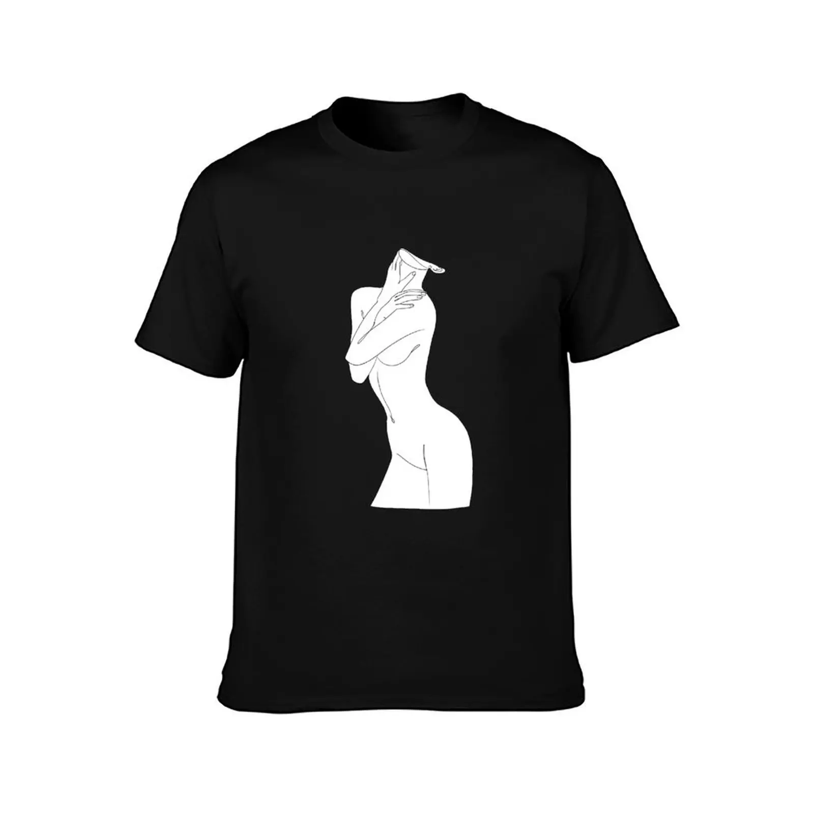 Female Nude . Single Line Drawing T-Shirt Trendy Pattern for Men T-Shirt