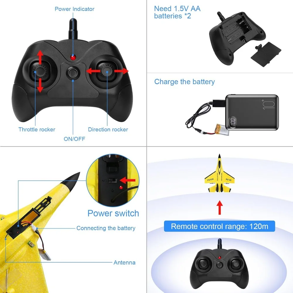 เครื่องบินโฟม RC รุ่น SU35 เครื่องบินบังคับวิทยุ 2.4G พร้อมไฟกลางคืน เครื่องบินรบบังคับวิทยุ ง่ายต่อการบิน เหมาะสำหรับเป็นของขวัญสำหรับเด็กผู้ชาย