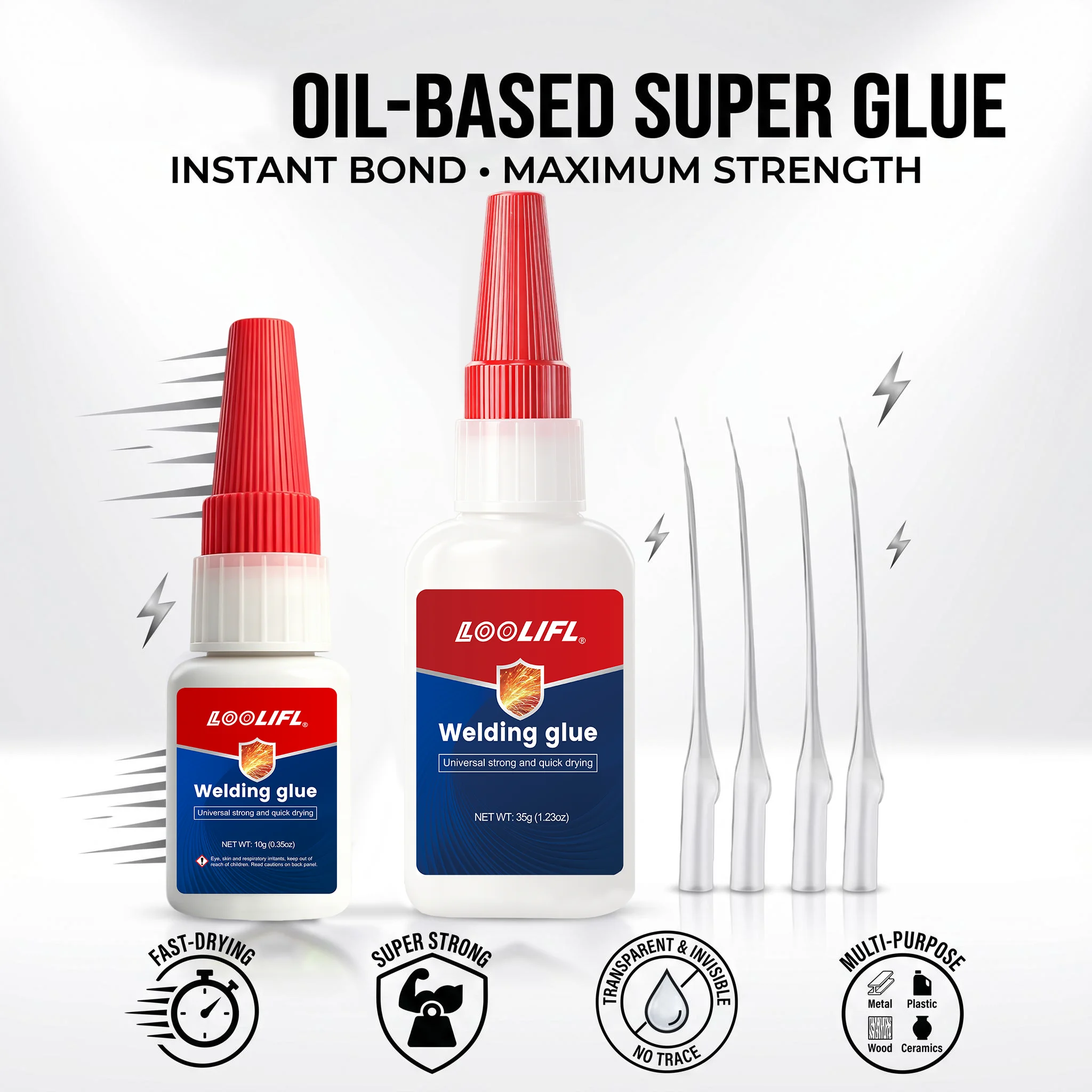 35g Universal Oil‑Based Welding Super Glue High Strength Fast Cure Clear  Repair Glue Multi‑Material Household Maintenance Glue