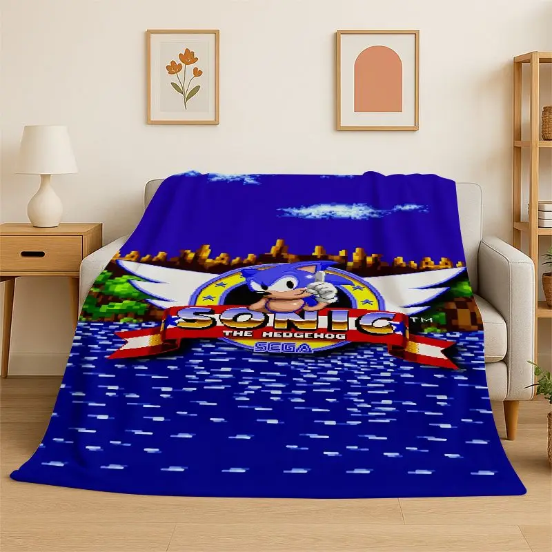 Classic Game S-Sonic Cartoon Soft Flannel Throw Blanket,Cozy Blanket for Bed,Couch,Sofa,Bedroom,Living Room,Travel,Picnic kids