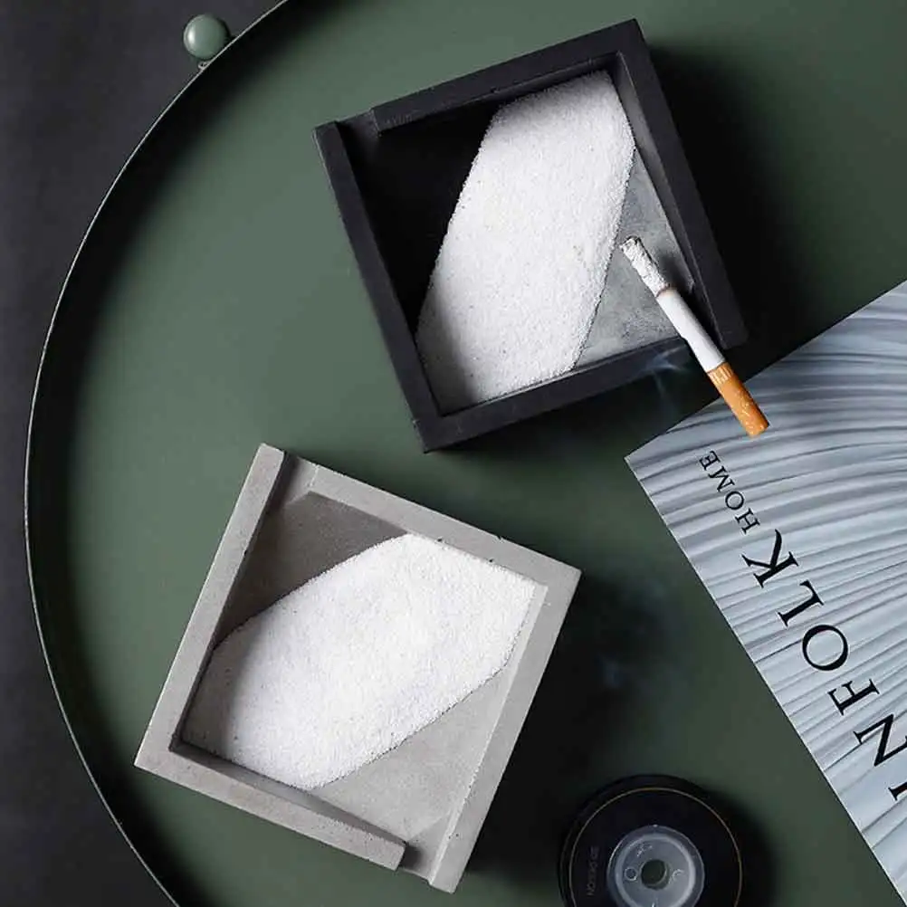 

Cement Ashtray Home Ornament Creative Desktop Decoration Tobacco Jar Modern Concrete Smoker Accessory Houseware