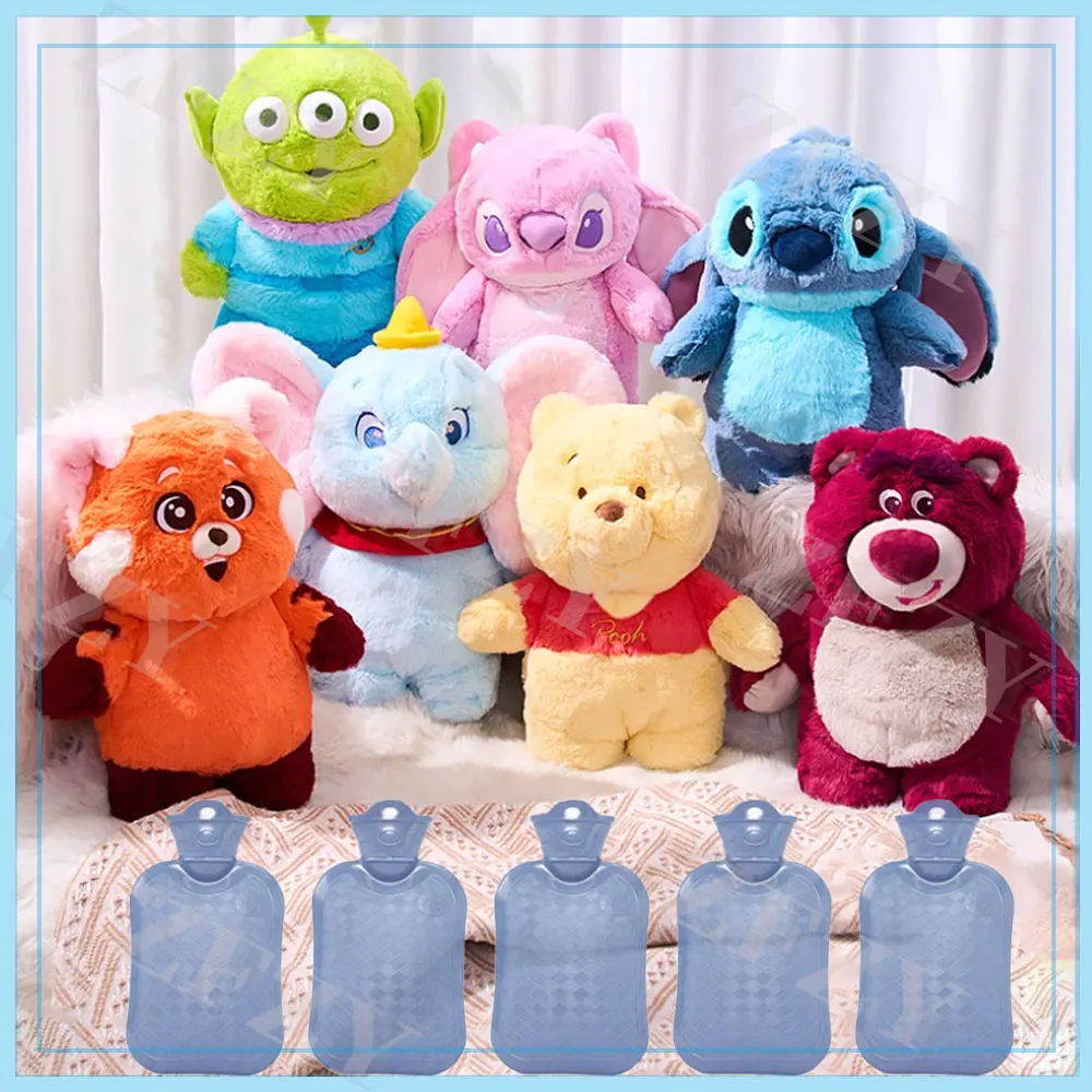 Disney Stitch Angel Lotso Plush Hand Warm Bottle Hot Water Bottles Portable Warm Hand Bag Hand Warmer Holiday Gift For Girlfrien