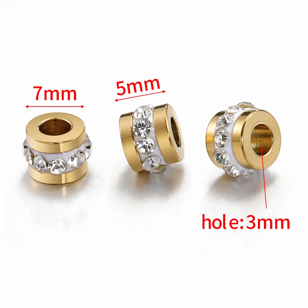10-20pcs Gold Color Rhinestone Beads Stainless Steel Beads No Fade Spacer Loose Beads Charms for Jewelry Making DIY Wholesale
