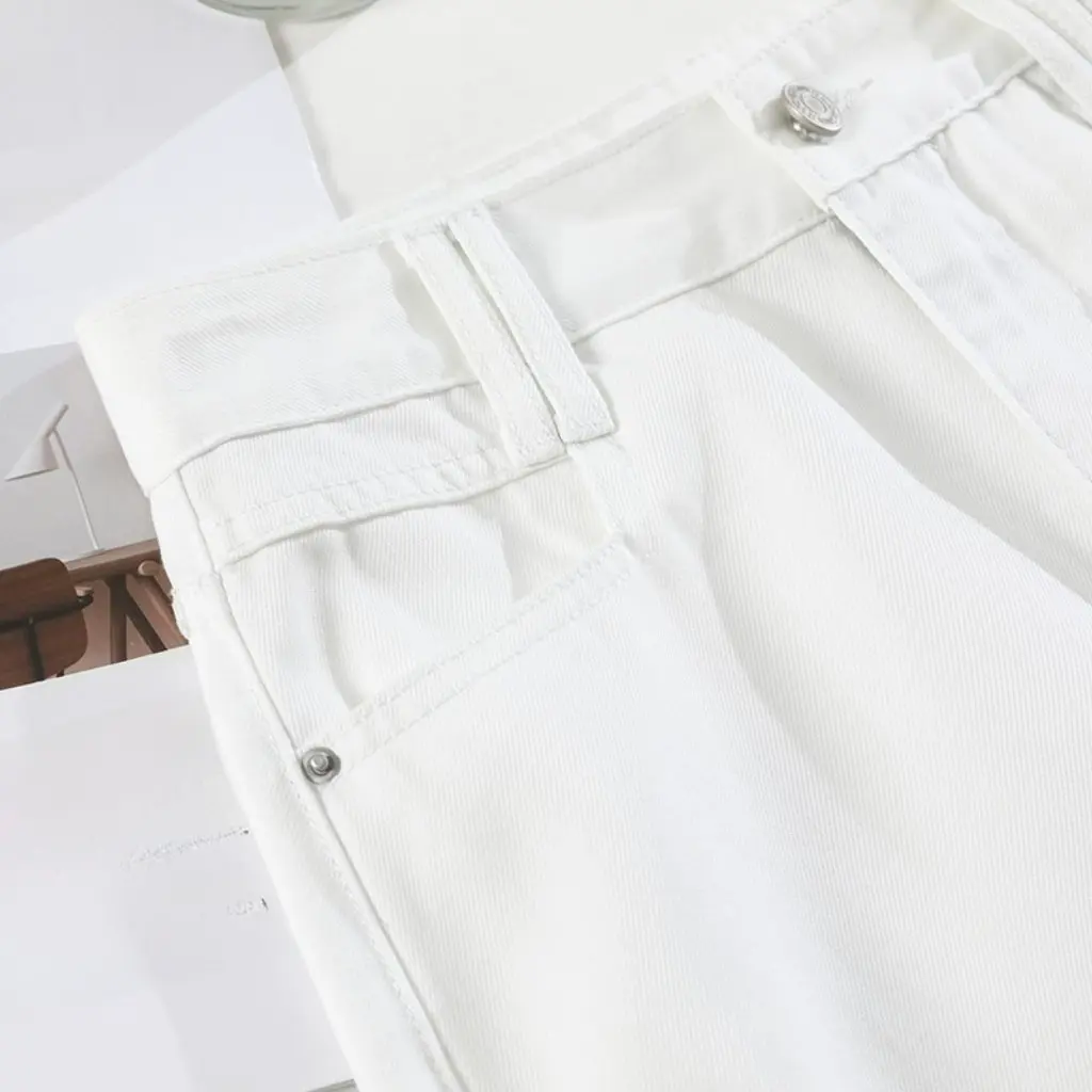 

White Denim Skirt for Women High Waist Slimming A-Line Long Dress New Summer Three-proof Design