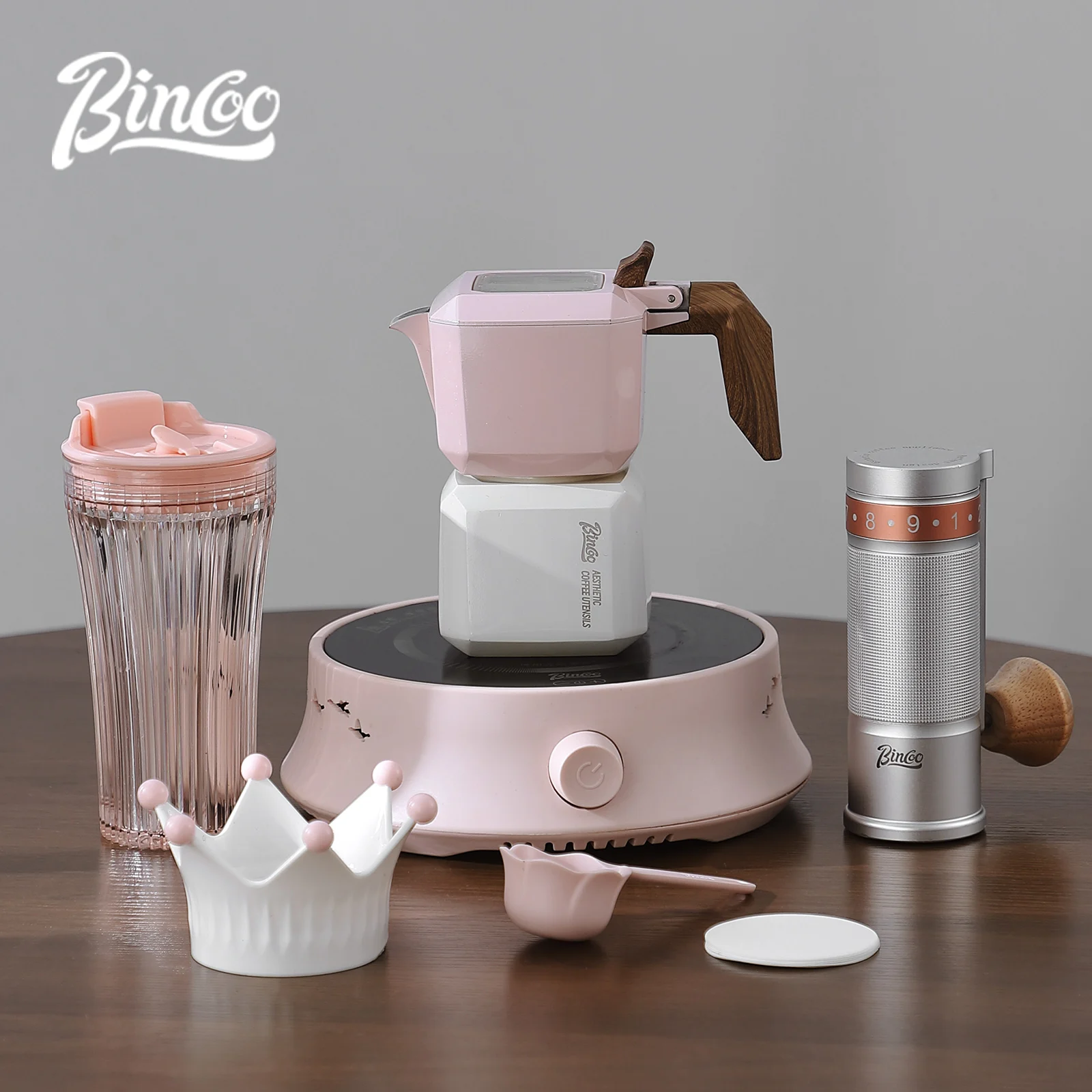 

BINCOO Dual Valve Moka Pot Square Coffee Pot Espresso Pot Coffee Extraction Maker Set Electric Stove 220v Italian Home Barista