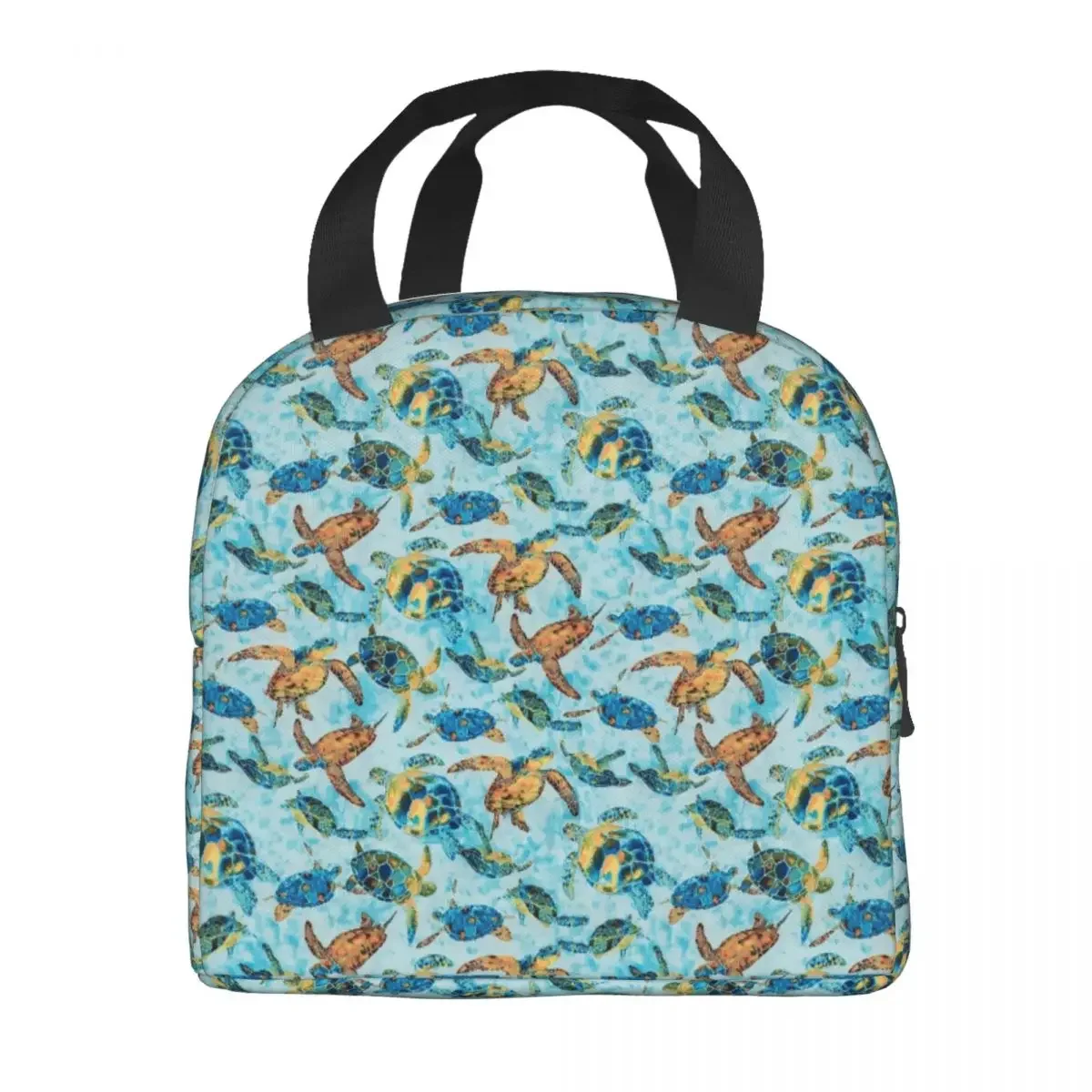 Watercolor Turtles Pattern Insulated Lunch Tote Bag for Women Ocean Lover Thermal Cooler Food Lunch Box Work School Travel