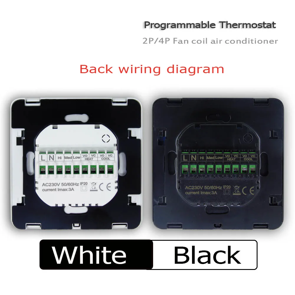 Home programming air conditioner thermostat 4 pipe Fan Coil Thermostat with cooling, heating, ventilation and auto working modes