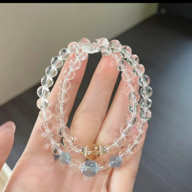 

Hyper blue and white crystal glass beaded bracelet