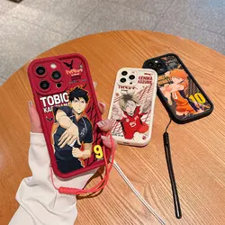 Anime Shoyo Hinata Haikyuu Phone Case for IPhone 16 15 14 13 12 11 Pro Max Mini XR XS X 7 8 Plus Soft Back Cover With Hand Strap