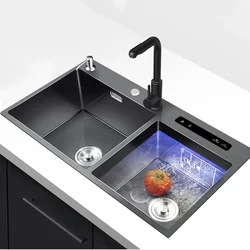 Ultrasonic Smart Sink Multifunctional Table Board Kitchen Sink Stainless Steel Wash Basin Sink Smart Fruit and Vegetable Washer