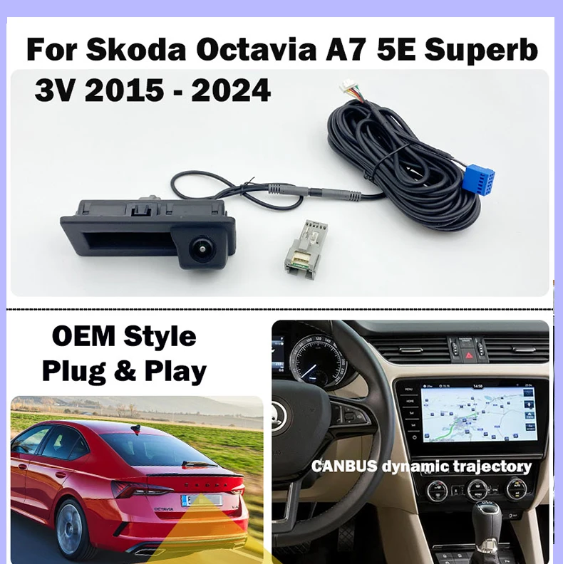 Rückfahrkamera für Skoda Octavia A7 5E Superb 3V 2015 - 2024 Canbus Dynamische Trajektorie Zubehör Plug & Play – Detail 3
